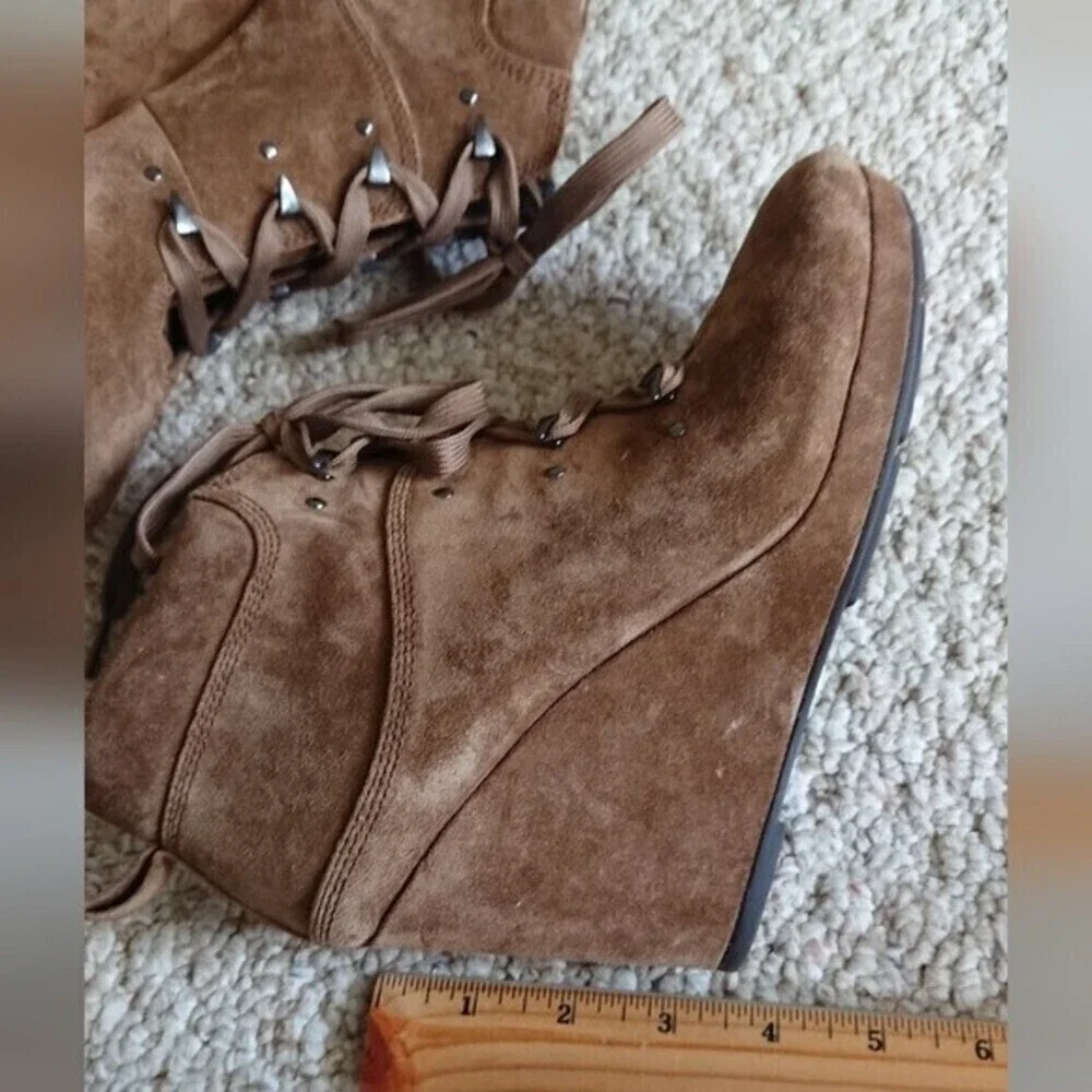 Via Spiga Dekel lace up bootie wedges Size 7.5